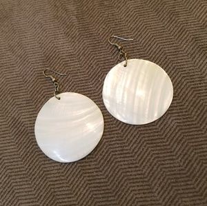 Round White Shell Earrings